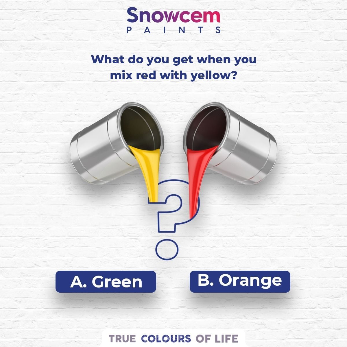 Instagram post: Colour-mixing quiz with pouring paint cans