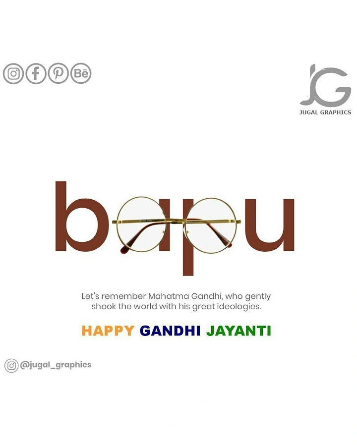 Gandhi Jayanti creative ad: Round glasses form letters in 'bapu'