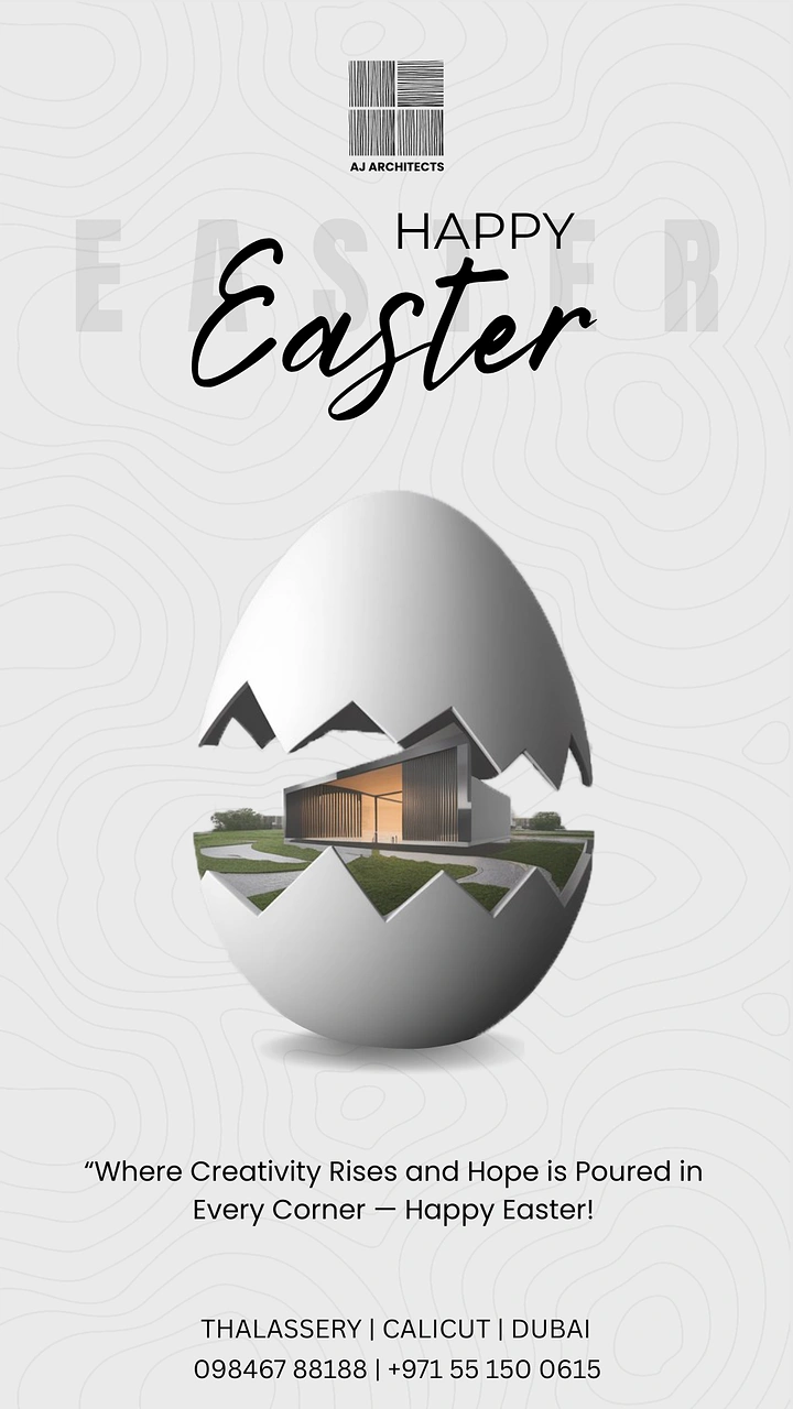 Easter creative ad: Modern villa revealed inside a cracked white egg