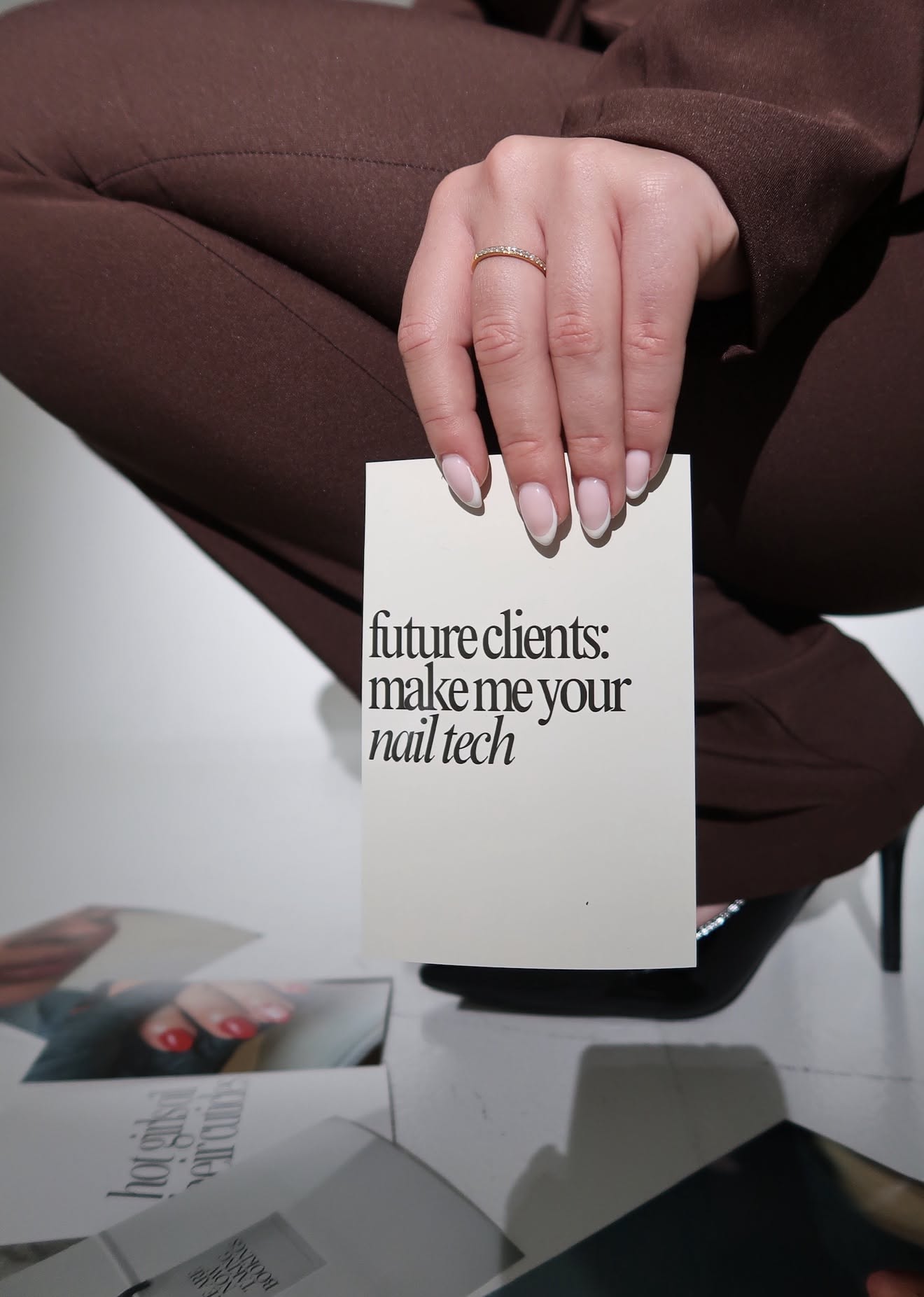 Story: Witty note card: make me your nail tech
