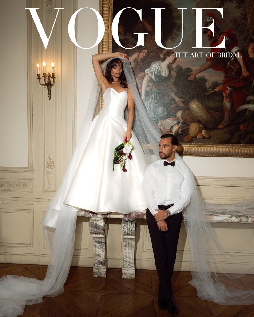 Instagram post: Editorial bridal campaign with gallery setting, slide 1