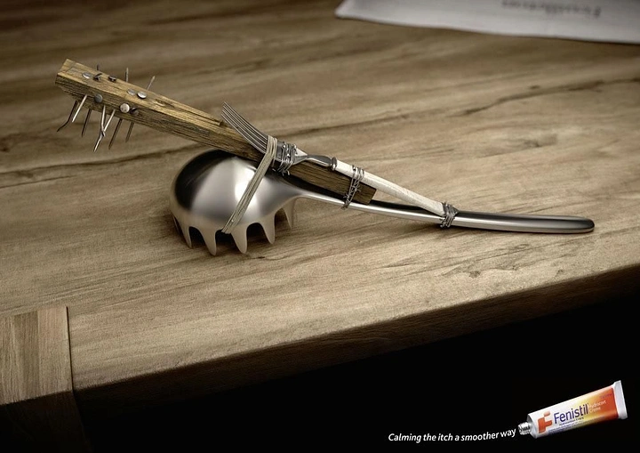 Pain Relief Brands creative ad: Sharp object dramatizes pain relief