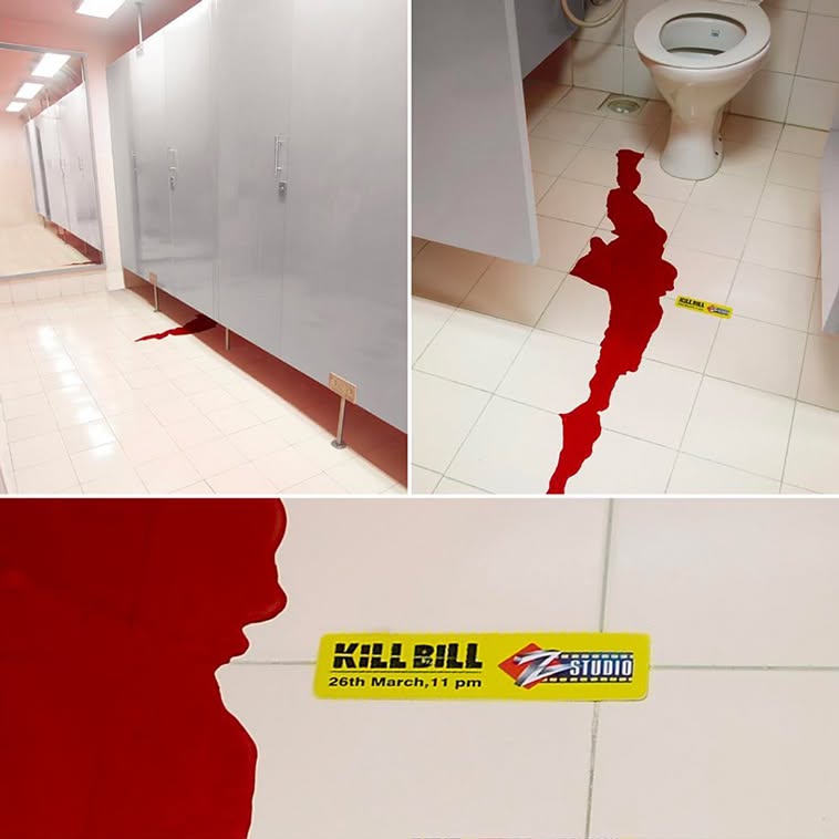 Instagram post: Blood trail ambient ad for Kill Bill