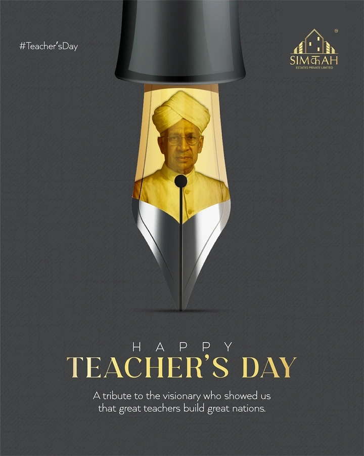 Teachers Day creative ad: Fountain pen nib with a golden-toned portrait of a turbaned scholar inside it