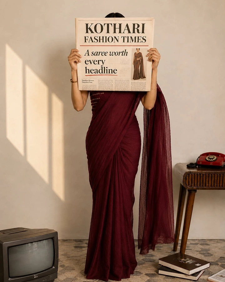 Ethnic Wear & Sarees creative ad: Newspaper pun: saree worth every headline