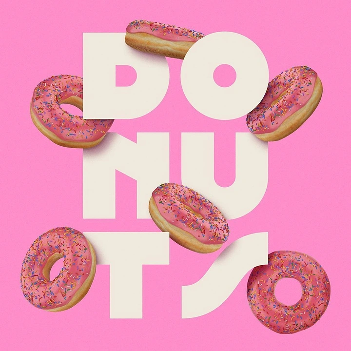 Donut Shops creative ad: Donuts integrated into oversized lettering
