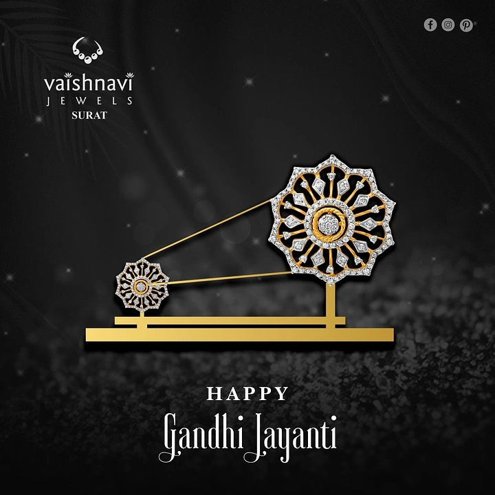Gandhi Jayanti creative ad: Charkha spinning wheel made of gold and diamond jewellery