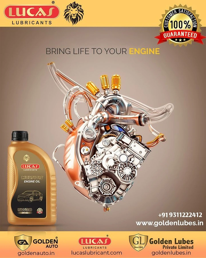Engine Oil & Lubricants creative ad: Mechanical engine life metaphor