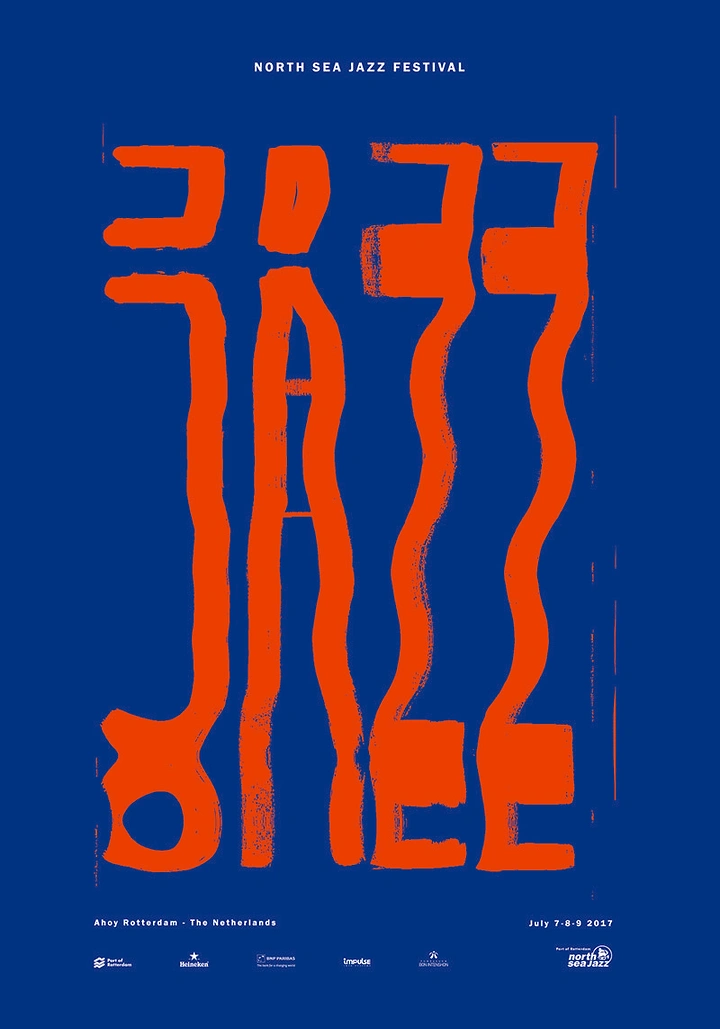 Creative ad: Elongated wavy brush lettering spelling 'jazz' repeatedly