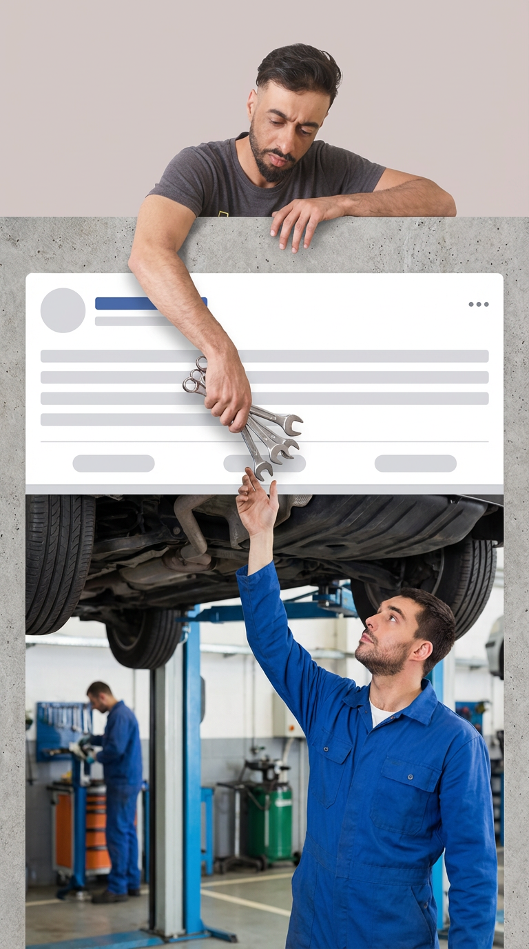 Story: Mechanic hands wrench through social post