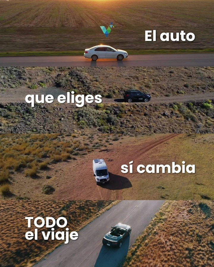 Car Rental creative ad: Sentence split across aerial journey frames
