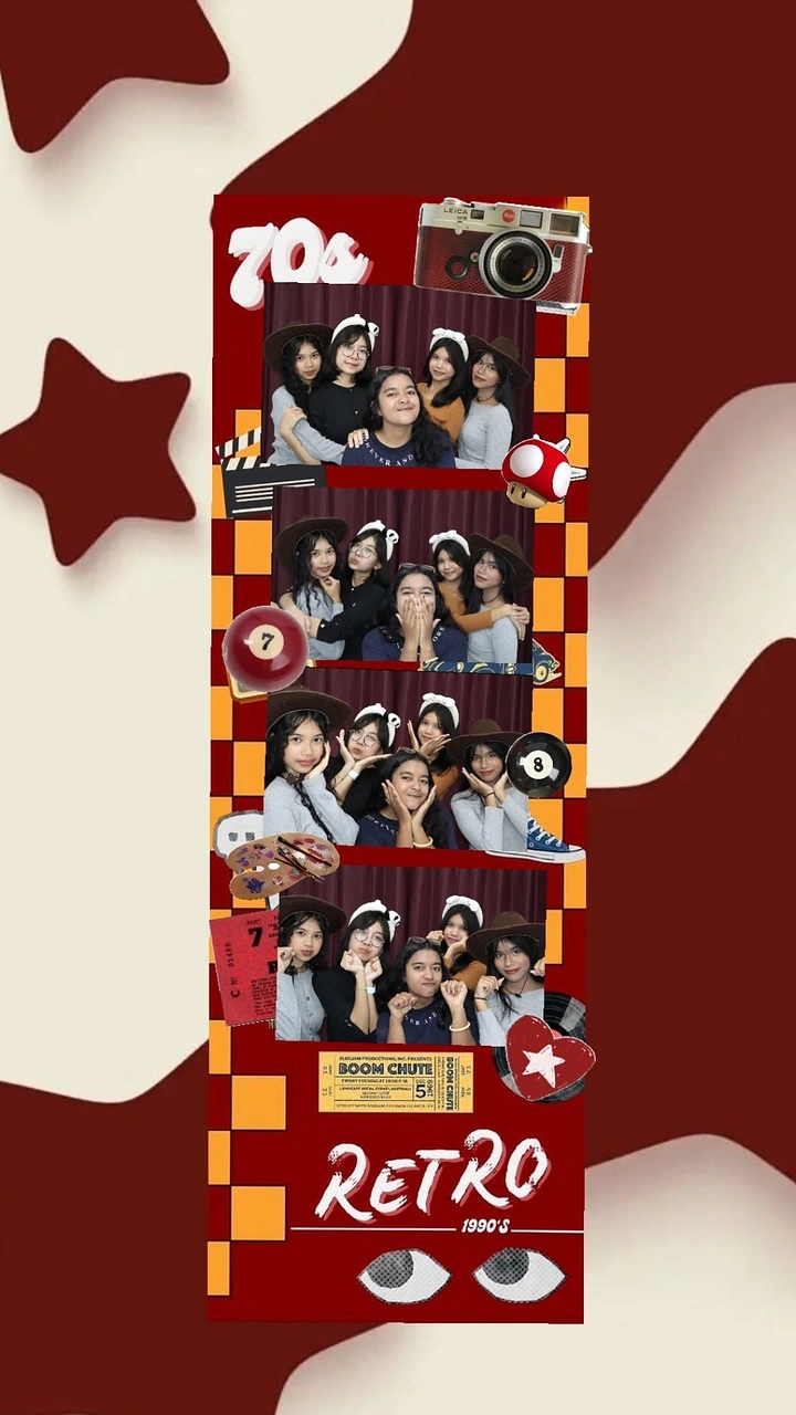 Photo Booth Rentals creative ad: Retro film-roll layout gives strong theme