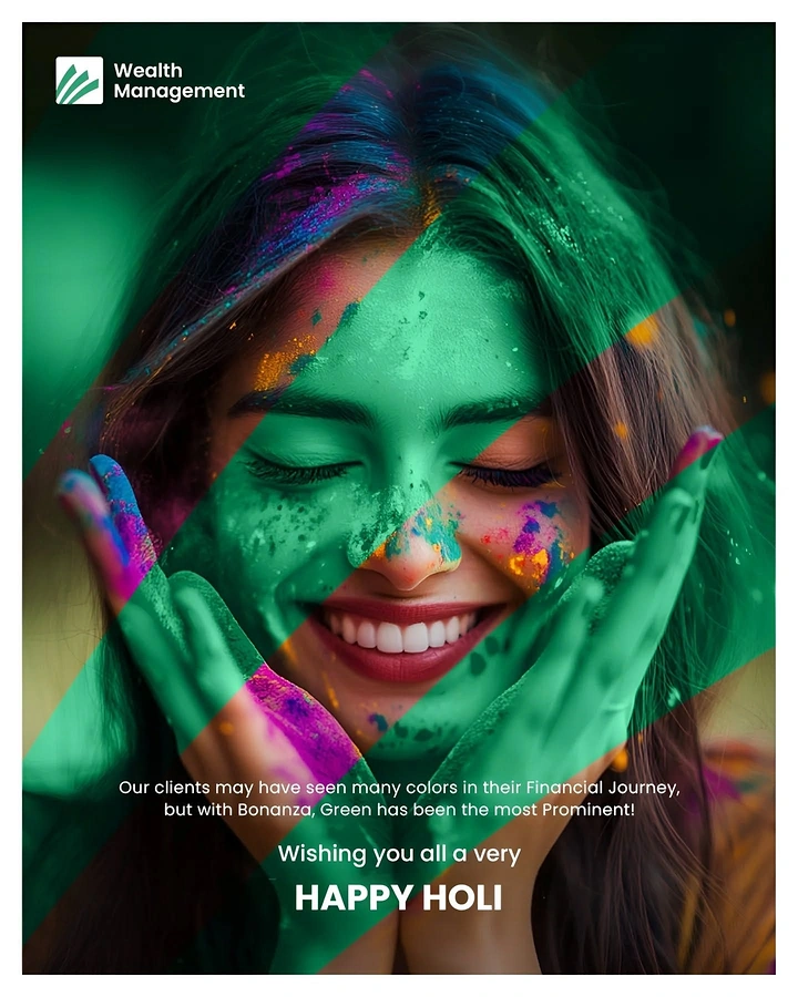 Holi creative ad: Green face ties to financial growth copy