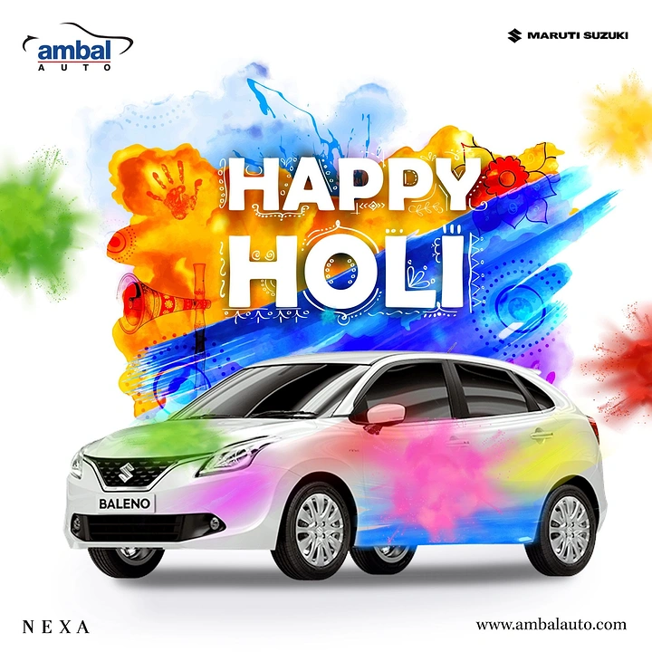 Holi creative ad: Car itself splashed in Holi colors