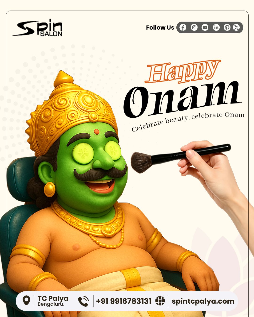 3D cartoon Mahabali in salon chair with face pack and cucumber eyes