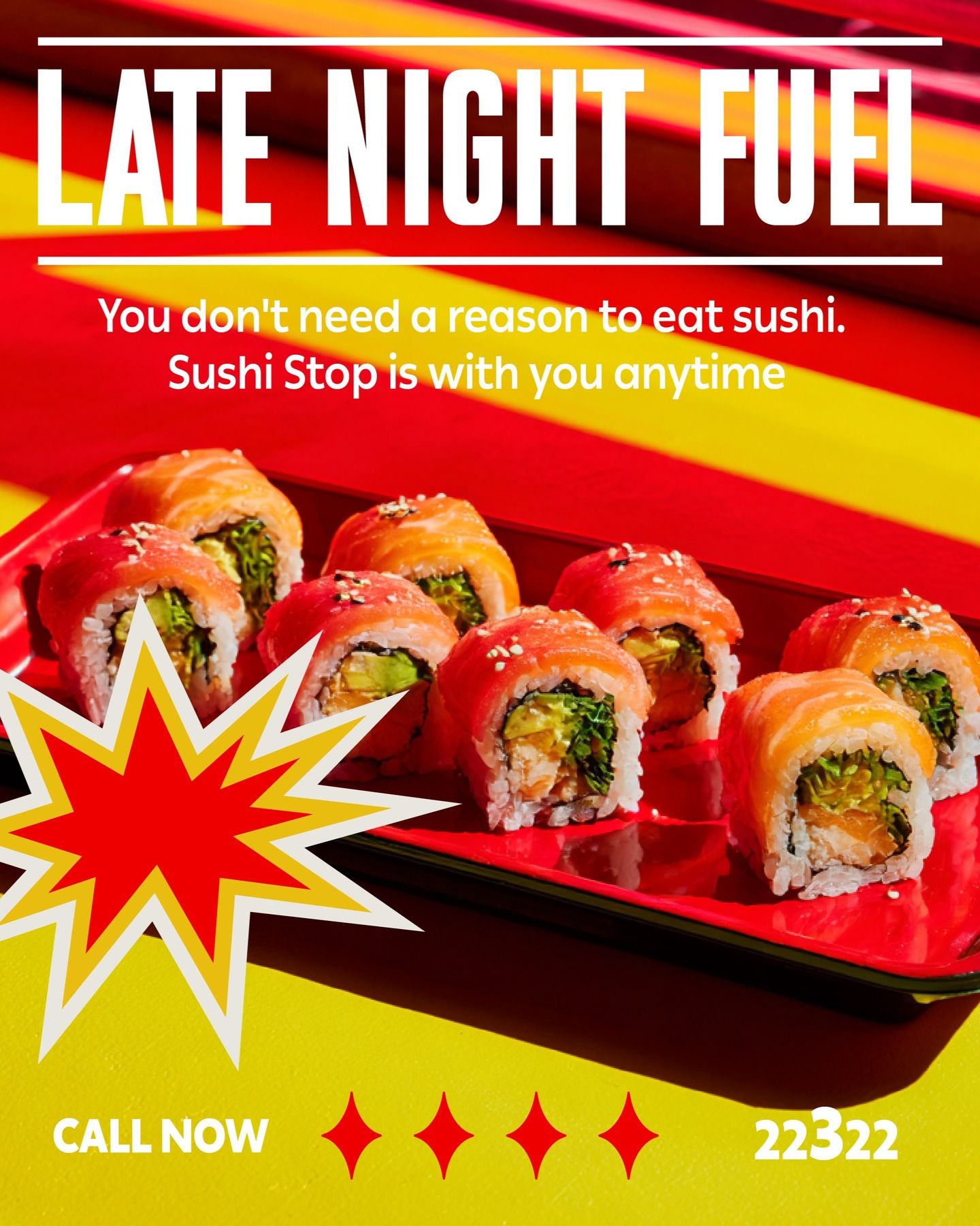 Instagram post: Late-night fuel metaphor sells occasion