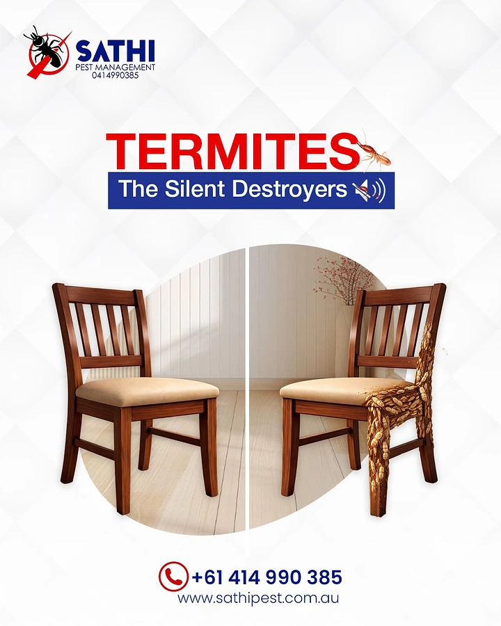 Pest Control creative ad: Split chair: intact versus termite-eaten