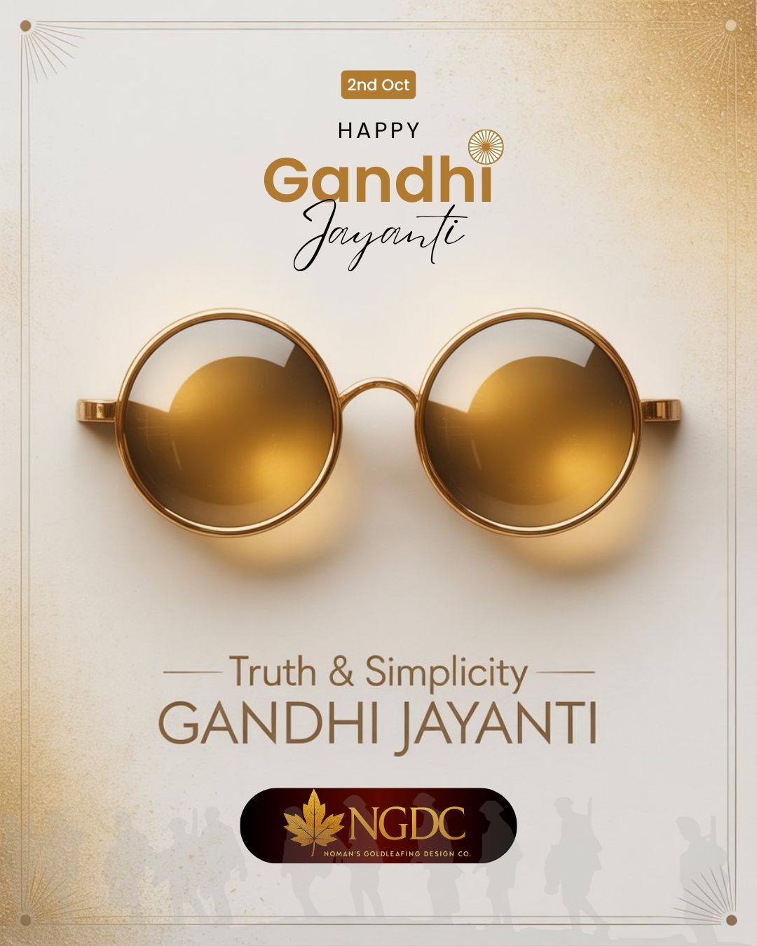 Gold round Gandhi-style spectacles