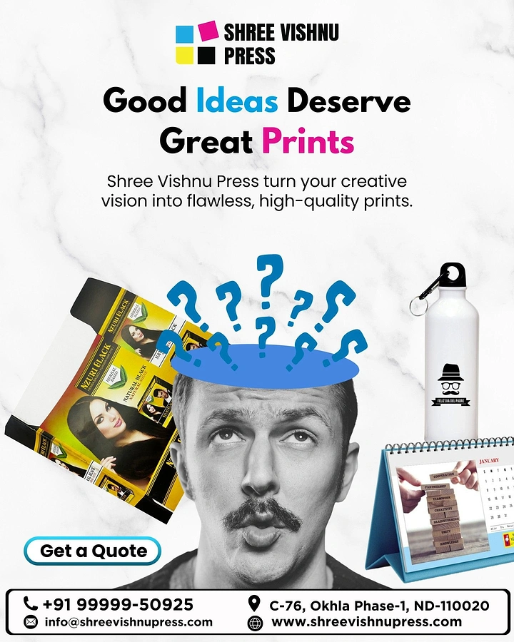 Printing Shops creative ad: Open-head question marks: ideas become prints