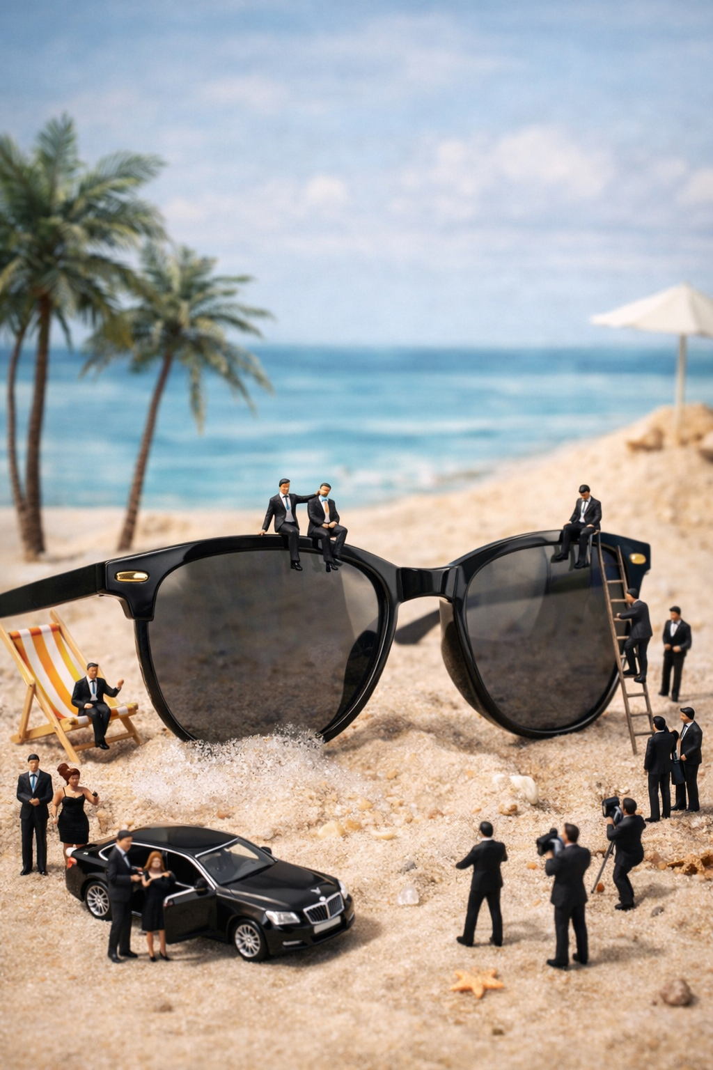 Story: Oversized sunglasses create playful beach world