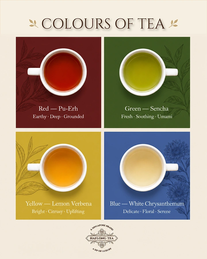Tea & Chai Brands creative ad: Colour-block grid of tea colours