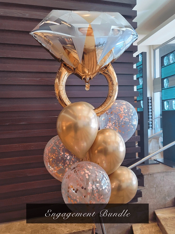 Balloon & Party Decorators creative ad: Engagement bundle uses ring metaphor