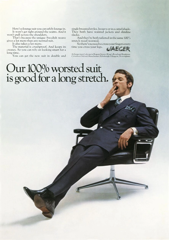 Men's Suits & Formal Wear creative ad: Stretching suit copy creates witty visual metaphor