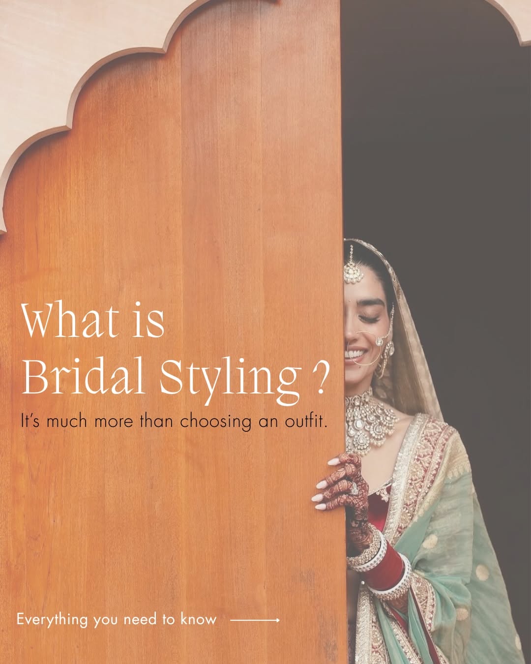 Instagram post: Bride peeking through styling question, slide 1