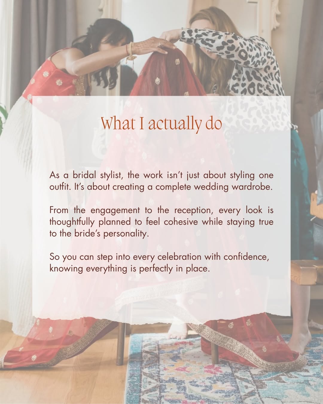 Instagram post: Bride peeking through styling question, slide 4