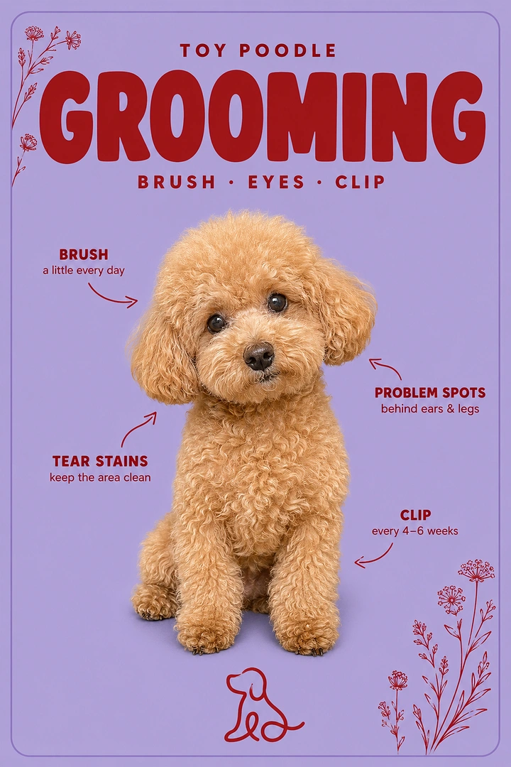 Pet Grooming creative ad: Annotated anatomy-chart grooming poster