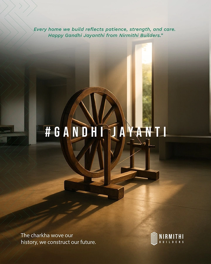 Gandhi Jayanti creative ad: Charkha in new home: wove history, build future