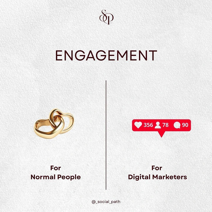 Agency creative ad: Engagement pun: rings vs social metrics