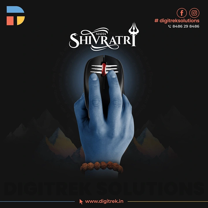 other-festival creative ad: Blue-skinned hand gripping a computer mouse styled as a Shivling