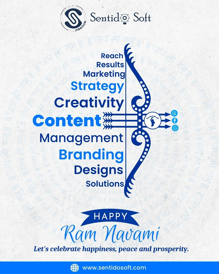 Ram Navami creative ad: Bow formed from marketing service words