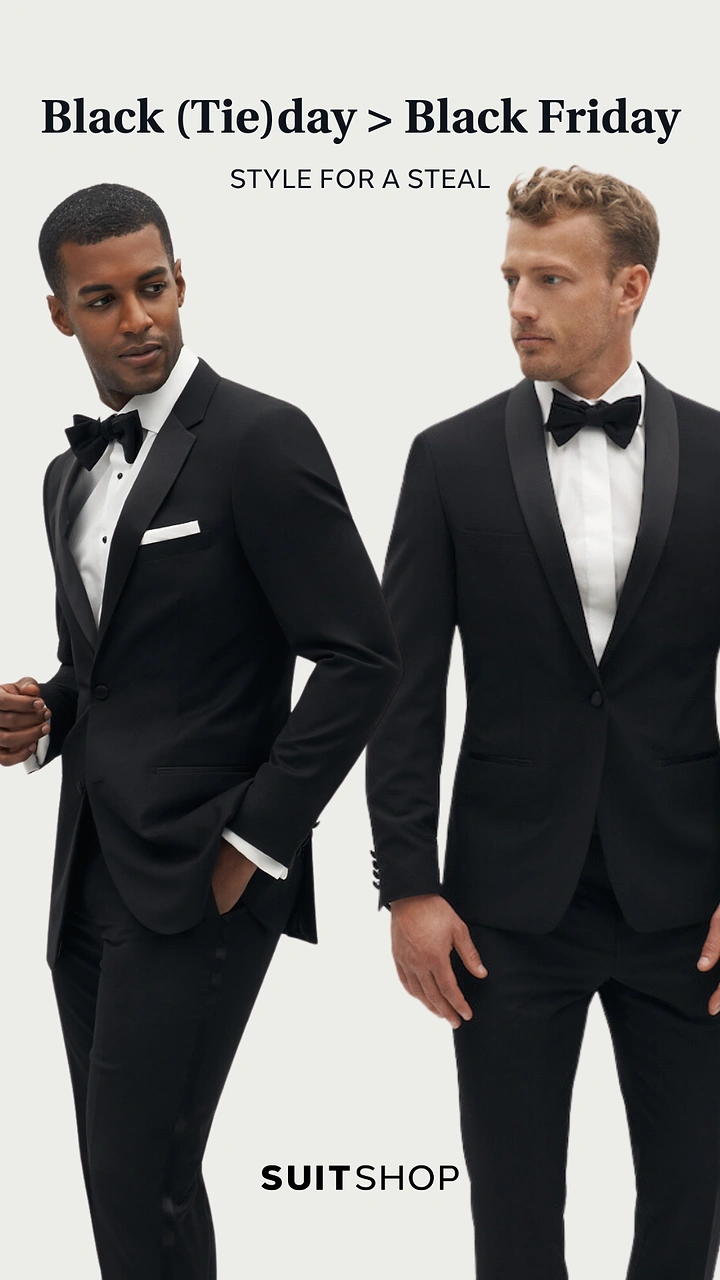 Men's Suits & Formal Wear creative ad: Black tie cleverly becomes Black Friday