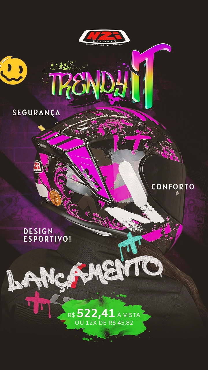 Helmets & Riding Gear creative ad: Neon street-art helmet launch concept