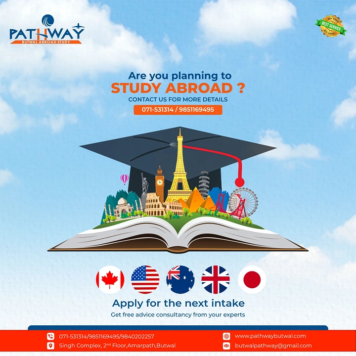 Study Abroad Consultants creative ad: Open-book world metaphor, polished layout