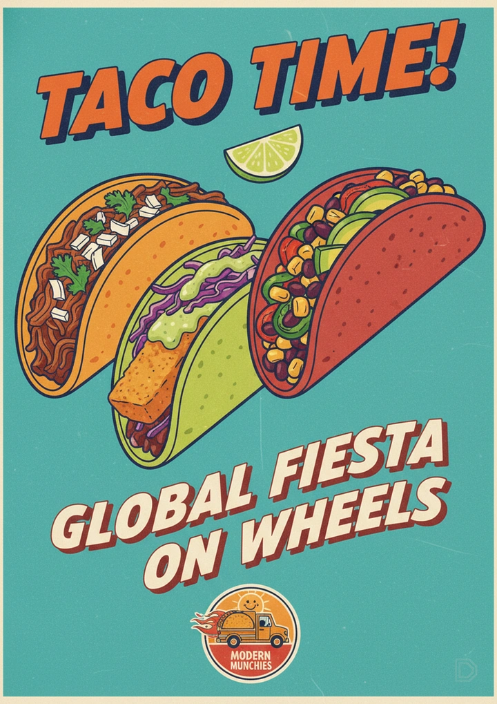 Mexican Restaurants creative ad: Tacos become a global fiesta illustration