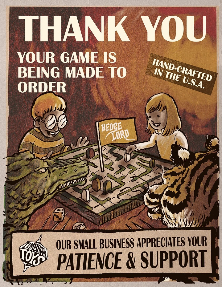 Board Games & Game Cafes creative ad: Handcrafted game-making narrative illustration