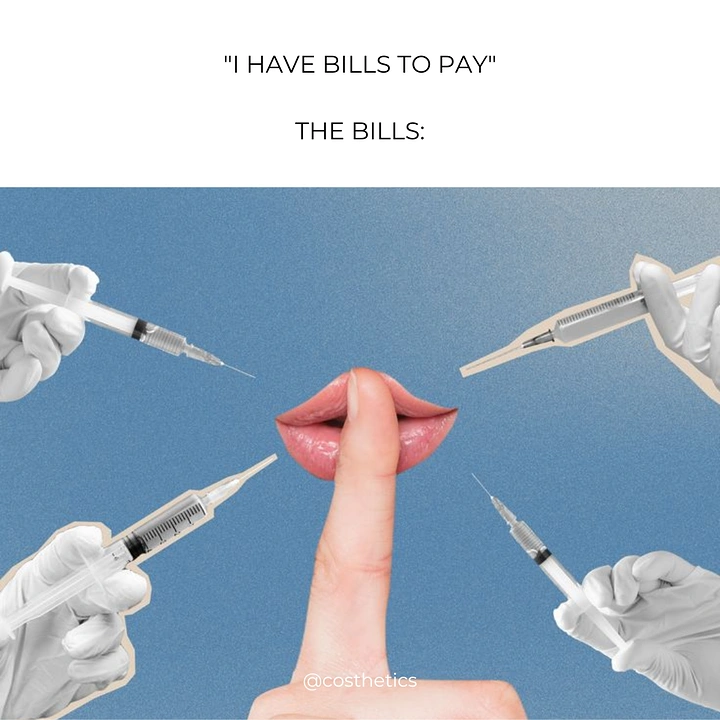 Plastic Surgery Clinics creative ad: Bills-and-injections copy makes a witty metaphor