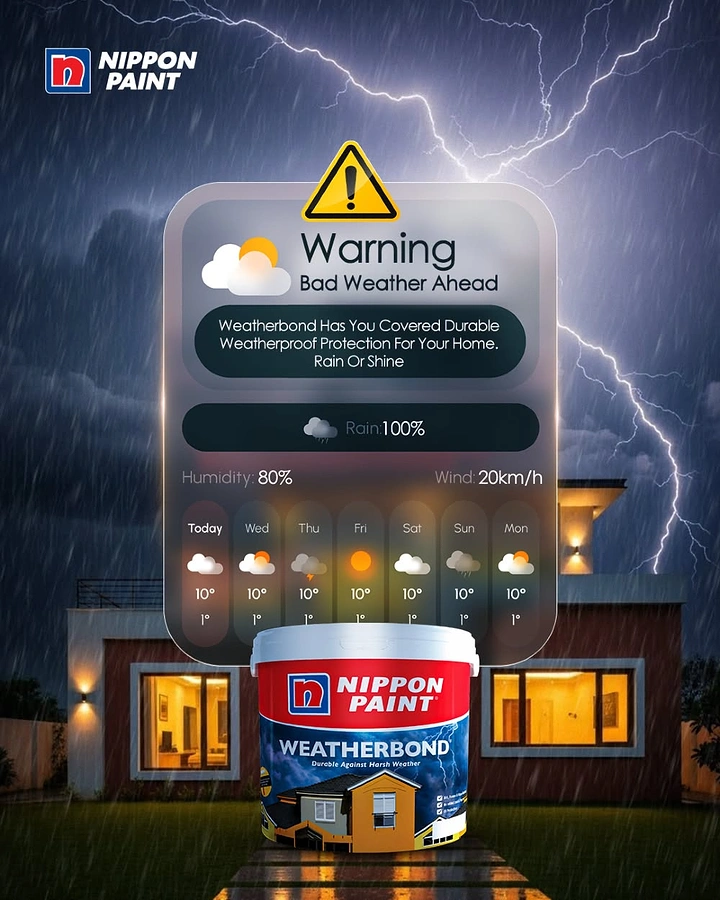 House Painters creative ad: Weather-app storm warning sells weatherproof paint