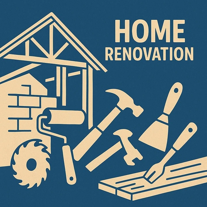 Home Renovation & Remodeling creative ad: Renovation tools form a house