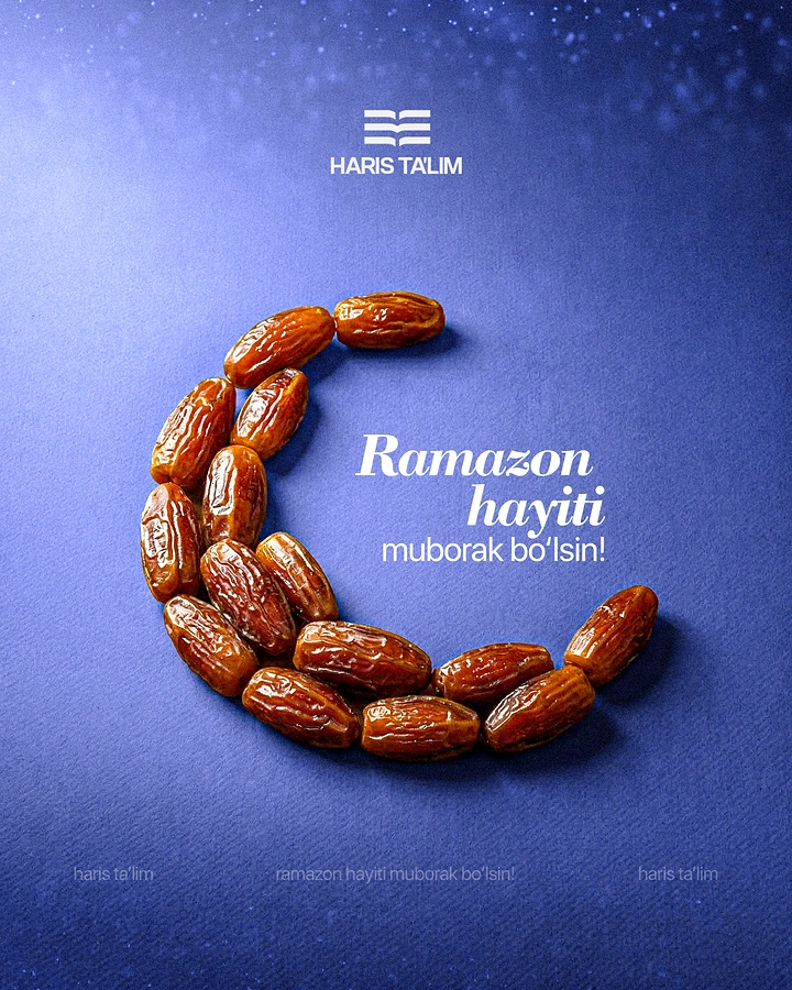 Eid creative ad: Crescent moon formed from glossy dates