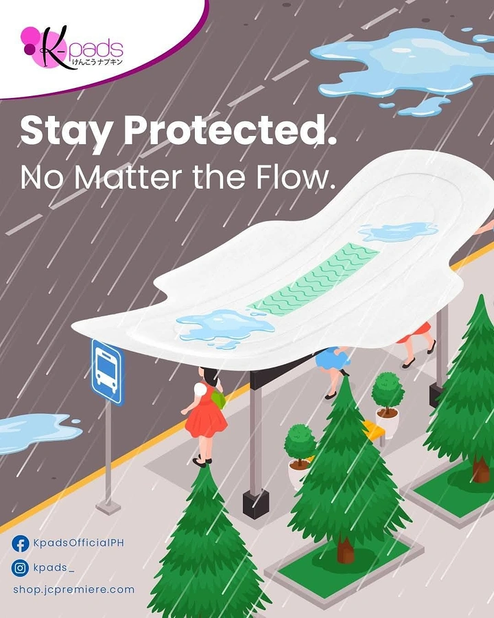 Period Care & Feminine Hygiene creative ad: Umbrella weather metaphor communicates protection