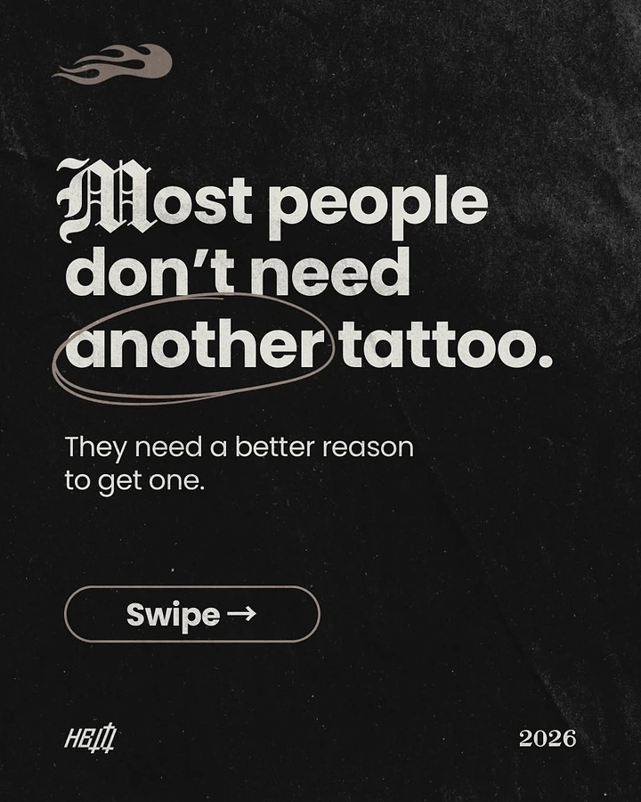 Tattoo Studios creative ad: Witty 'better reason' copy hooks the carousel
