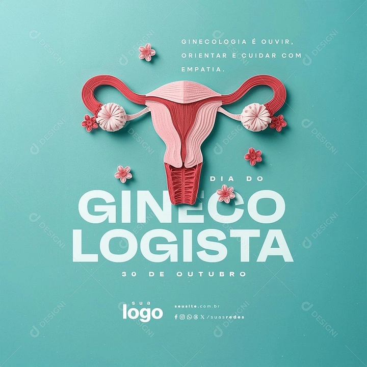 Maternity Hospitals & Gynaecologists creative ad: Uterus transformed into floral centerpiece