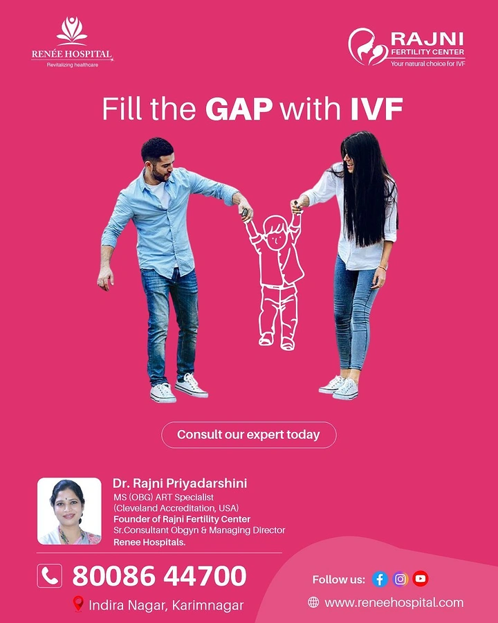 IVF & Fertility Clinics creative ad: Line-drawn child fills gap between parents