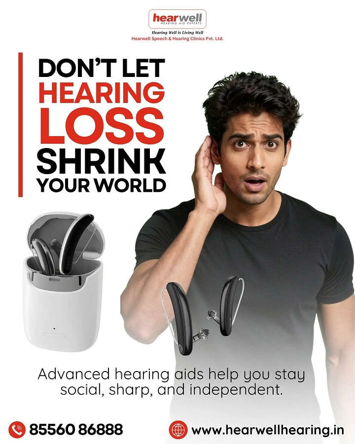 Hearing Aids creative ad: Shrinking type echoes 'shrink your world'