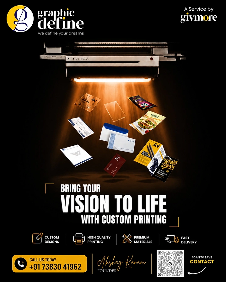 Printing Shops creative ad: Printer as spotlight, prints bursting out