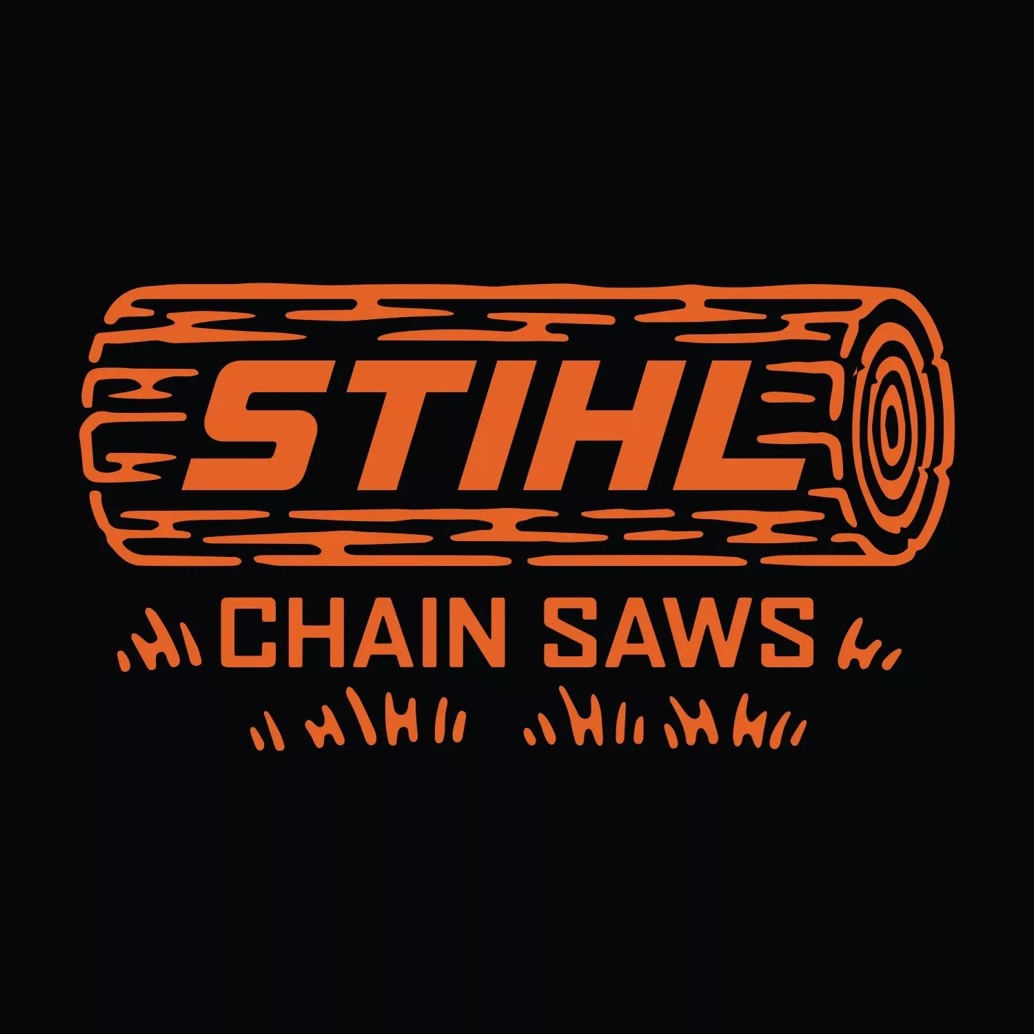 Instagram post: Chainsaw becomes bold woodcut logo